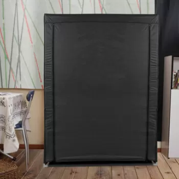 Dulap pentru haine, Valovi, Bez, 102x146x45 cm, Textil, Negru fa93 imagine
