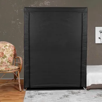 Dulap pentru haine, Valovi, Bez, 118x158x45 cm, Textil, Negru 45dd imagine
