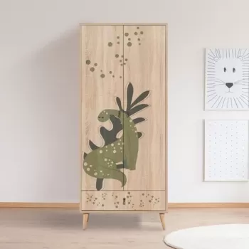 Dulap pentru haine, Vella, City Dino, 80 x 190 x 45 cm, pal melaminat, multicolor fcb4 imagine