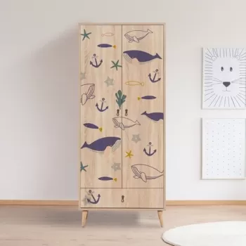 Dulap pentru haine, Vella, City Marin, 80 x 190 x 45 cm, pal melaminat, multicolor 8a7e imagine