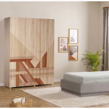 Dulap pentru haine, Vella, Lena 3 -910, 135x192x52 cm, PAL, Sonomo 9656 imagine