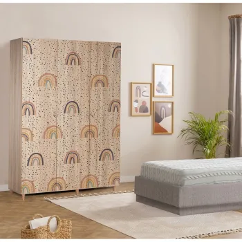 Dulap pentru haine, Vella, Lena 3 -912, 135x192x52 cm, PAL, Sonomo f4fe imagine