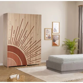 Dulap pentru haine, Vella, Lena 3 -970, 135x192x52 cm, PAL, Sonomo c1ba imagine