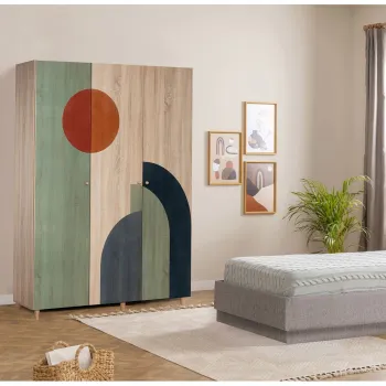 Dulap pentru haine, Vella, Lena 3 -972, 135x192x52 cm, PAL, Sonomo 0331 imagine