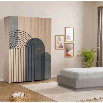 Dulap pentru haine, Vella, Lena 3 -973, 135x192x52 cm, PAL, Sonomo be4a imagine