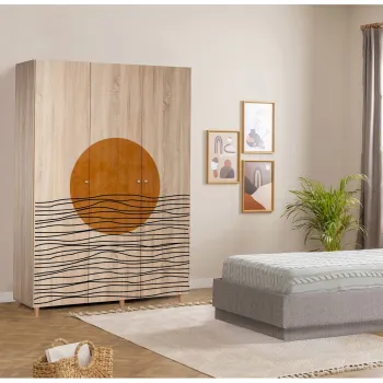 Dulap pentru haine, Vella, Lena 3 -974, 135x192x52 cm, PAL, Sonomo f270 imagine