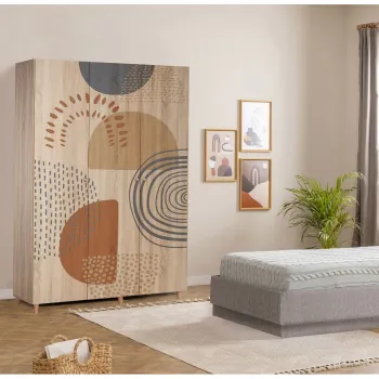 Dulap pentru haine, Vella, Lena 3 -975, 135x192x52 cm, PAL, Sonomo 9638 imagine