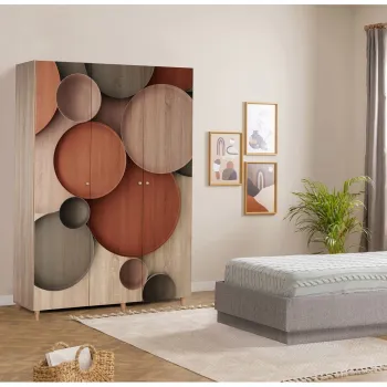 Dulap pentru haine, Vella, Lena 3 -976, 135x192x52 cm, PAL, Sonomo 28b9 imagine