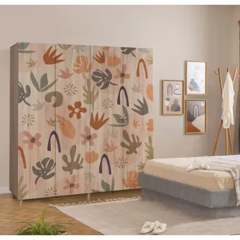 Dulap pentru haine, Vella, Loni 4 -906, 180x192x52 cm, PAL, Sonomo 87d9 imagine