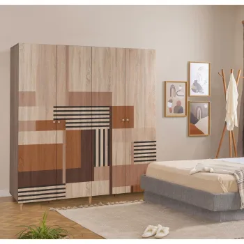 Dulap pentru haine, Vella, Loni 4 -908, 180x192x52 cm, PAL, Sonomo 7914 imagine