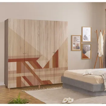 Dulap pentru haine, Vella, Loni 4 -910, 180x192x52 cm, PAL, Sonomo d315 imagine