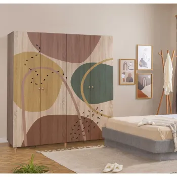Dulap pentru haine, Vella, Loni 4 -911, 180x192x52 cm, PAL, Sonomo c428 imagine