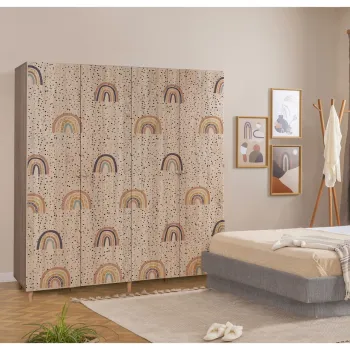 Dulap pentru haine, Vella, Loni 4 -912, 180x192x52 cm, PAL, Sonomo 0555 imagine