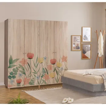 Dulap pentru haine, Vella, Loni 4 -915, 180x192x52 cm, PAL, Sonomo 2435 imagine