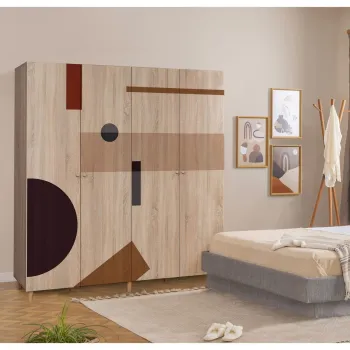 Dulap pentru haine, Vella, Loni 4 -969, 180x192x52 cm, PAL, Sonomo cf24 imagine