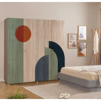 Dulap pentru haine, Vella, Loni 4 -972, 180x192x52 cm, PAL, Sonomo 2859 imagine