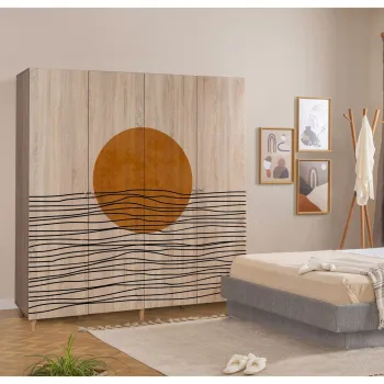 Dulap pentru haine, Vella, Loni 4 -974, 180x192x52 cm, PAL, Sonomo 7f43 imagine