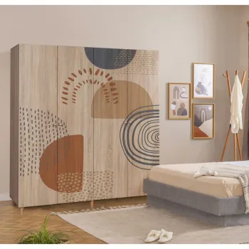 Dulap pentru haine, Vella, Loni 4 -975, 180x192x52 cm, PAL, Sonomo e54b imagine