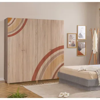 Dulap pentru haine, Vella, Loni 4 -978, 180x192x52 cm, PAL, Sonomo 718c imagine