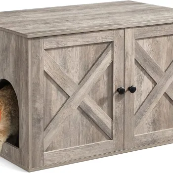 Dulap pentru litiera pisici / casa de toaleta pisici, Feandrea, 80x53x49.2 cm, PAL, gri 705a imagine