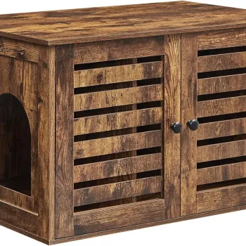 Dulap pentru litiera pisici / casa de toaleta pisici, Feandrea, 80x53x49 cm, PAL, maro rustic 8e09 imagine