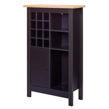 Dulap pentru sticle de vin Helina, Inter Link, 76.8x33x124.4 cm, MDF, negru/natur 9f39 imagine