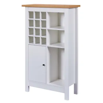 Dulap pentru sticle de vin Julina, Inter Link, 76.8x33x124.4 cm, lemn, alb/natur df76 imagine