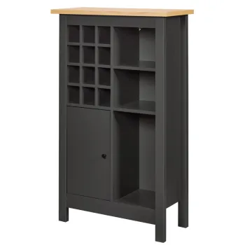 Dulap pentru sticle de vin Nellina, Inter Link, 76.8x33x124.4 cm, lemn, antracit/natur faa3 imagine