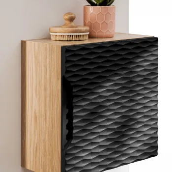 Dulap suspendat cu 1 usa, Ocean Black, Comad, 35x19x35 cm, MDF/PAL laminat, negru mat/stejar b8df imagine