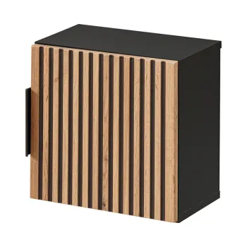 Dulap suspendat cu 1 usa, Xilo Black, Comad, 35x22x35 cm, MDF/PAL laminat, stejar wotan/gri piatra 220f imagine