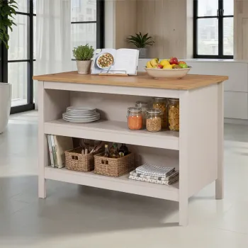 Insula de bucatarie / dulap bucatarie Emmilia, Inter Link, 124x75x91.5 cm, MDF, alb/stejar 2735 imagine