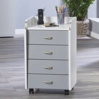 Masuta cu roti / dulap de birou Printi, Inter Link, 40x36x65 cm, lemn, alb/gri 5765 imagine