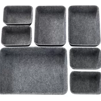 Set 7 organizatoare pentru dulap, Wenko, Felt, 28.5 x 5 x 20 cm, poliester, gri 648f imagine