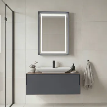 Set Dulap de Baie cu Chiuveta si Oglinda (2 Piese), Hanah Home, Craft 100, Nuc / Antracit / Alb 38f6 imagine