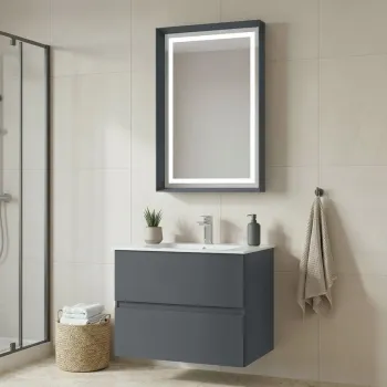 Set Dulap de Baie cu Chiuveta si Oglinda (2 Piese), Hanah Home, Nest 71 v2, Antracit mat 6942 imagine