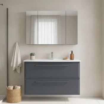 Set Dulap de Baie cu Chiuveta si Oglinda (2 Piese), Hanah Home, Nuvola 100 v2, Antracit 474c imagine