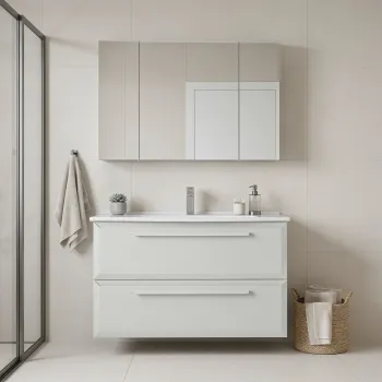 Set Dulap de Baie cu Chiuveta si Oglinda (2 Piese), Hanah Home, Nuvola 100 v2, Casmir 19ff imagine
