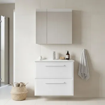 Set Dulap de Baie cu Chiuveta si Oglinda (2 Piese), Hanah Home, Nuvola 65 v2, Alb 9b41 imagine