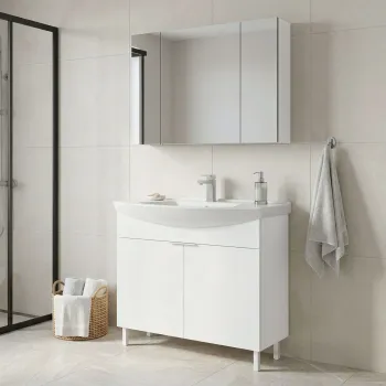 Set Dulap de Baie cu Chiuveta si Oglinda (2 Piese), Hanah Home, Purus 100, Alb c3f7 imagine