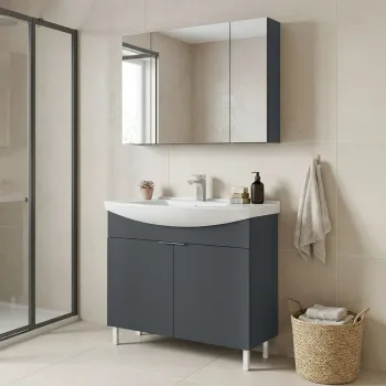 Set Dulap de Baie cu Chiuveta si Oglinda (2 Piese), Hanah Home, Purus 100, Antracit mat 6872 imagine