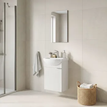 Set Dulap de Baie cu Chiuveta si Oglinda (2 Piese), Hanah Home, Purus 45, Alb 621e imagine