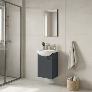Set Dulap de Baie cu Chiuveta si Oglinda (2 Piese), Hanah Home, Purus 45, Antracit mat 0517 imagine