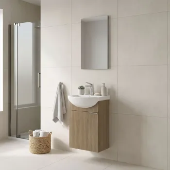 Set Dulap de Baie cu Chiuveta si Oglinda (2 Piese), Hanah Home, Purus 45, Stejar Sonomo 2892 imagine