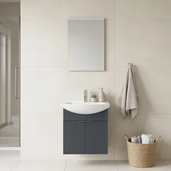 Set Dulap de Baie cu Chiuveta si Oglinda (2 Piese), Hanah Home, Purus 55, Antracit mat d0b7 imagine