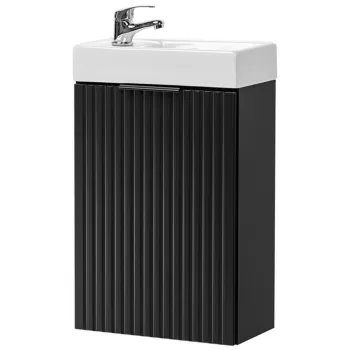 Set dulap de baie cu lavoar, 40 cm, Adel Black, Comad, MDF/PAL laminat, negru mat 87fb imagine