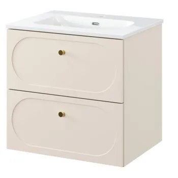 Set dulap de baie cu lavoar, 60 cm, Donna Sand, Comad, MDF/PAL laminat, nisipiu 1ef2 imagine