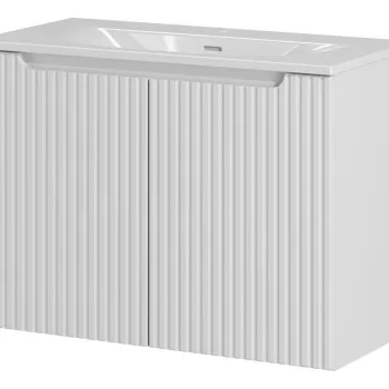 Set dulap de baie cu lavoar, 80 cm D Sky, Nova White, Comad, MDF/PAL laminat, alb mat 3015 imagine