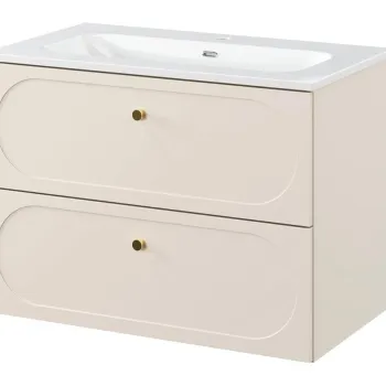 Set dulap de baie cu lavoar, 80 cm, Donna Sand, Comad, MDF/PAL laminat, nisipiu 917d imagine