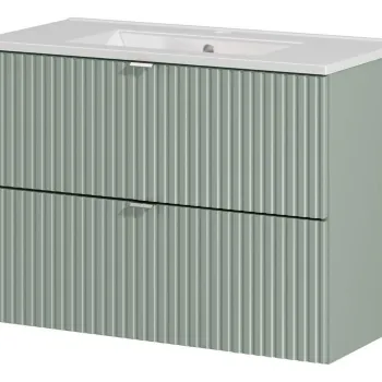 Set dulap de baie cu lavoar, 80 cm S Dance, Line Reed Green, Comad, MDF/PAL laminat, verde reed 28d6 imagine