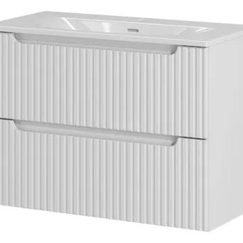 Set dulap de baie cu lavoar, 80 cm S Sky, Nova White, Comad, MDF/PAL laminat, alb mat 66e7 imagine